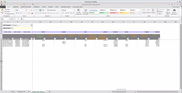 datos del xml cfdi excel