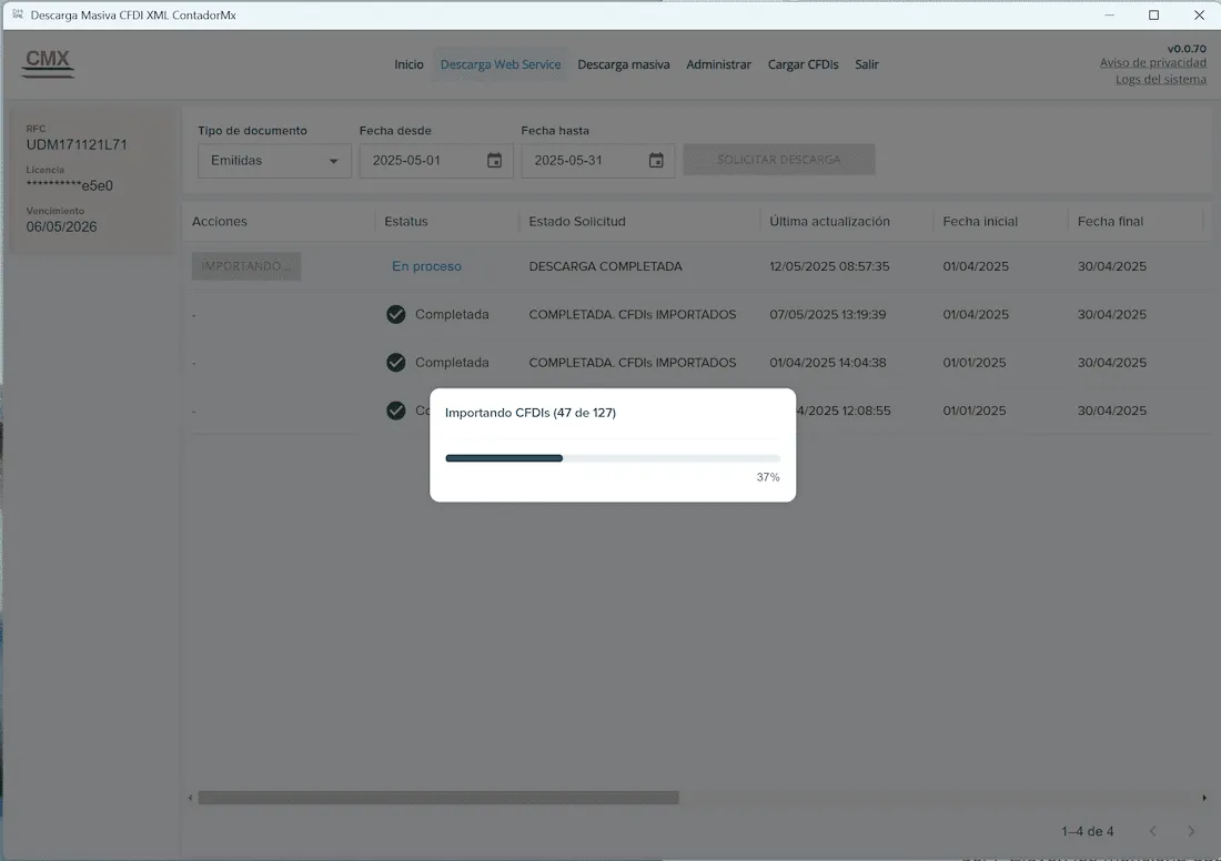 descarga masiva CFDI XML webservice del SAT