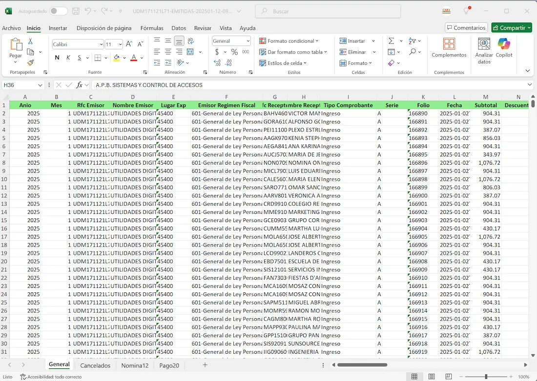 reportes en excel con XML del SAT CFDI Descarga Masiva