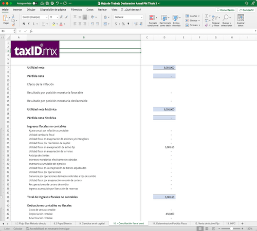 hoja de trabajo DA de PM