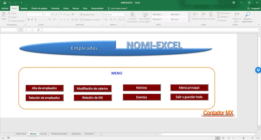 catalogo de empleados nomiexcel contadormx