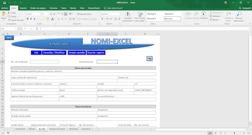 datos generales empleados excel