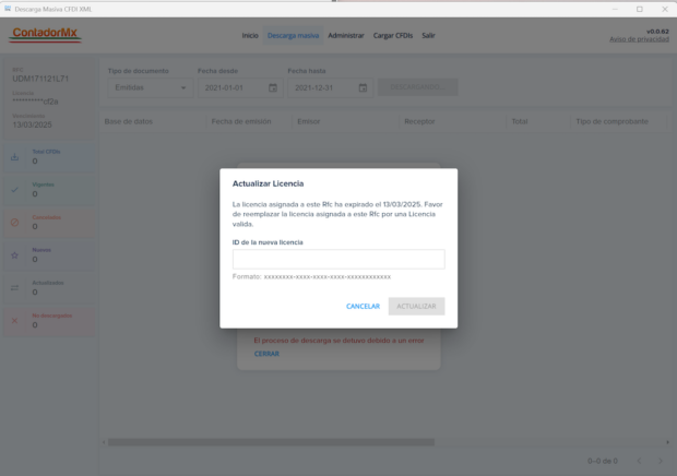NUEVA LICENCIA CFDI DESCARGA MASIVA CONTADORMX