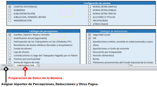 datos de sueldos a timbrar plantilla