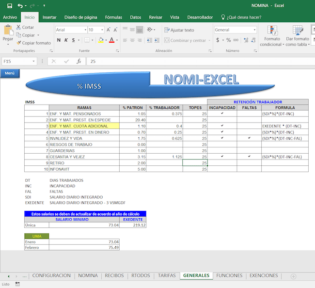 Gestiona Tu Nomina En Excel Isr Imss Infonavit E Incidencias Contadormx