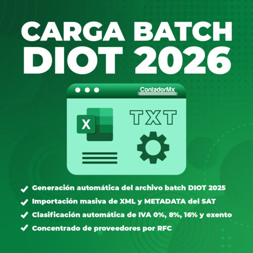 Carga Batch DIOT 2026 del SAT en Excel