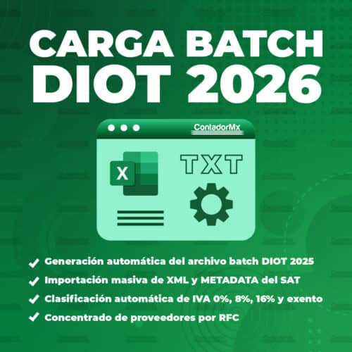 Carga Batch DIOT 2026 del SAT en Excel