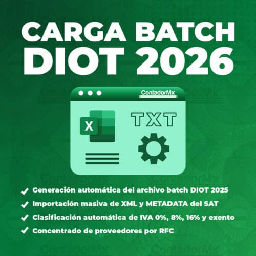 Carga Batch DIOT 2026 del SAT en Excel