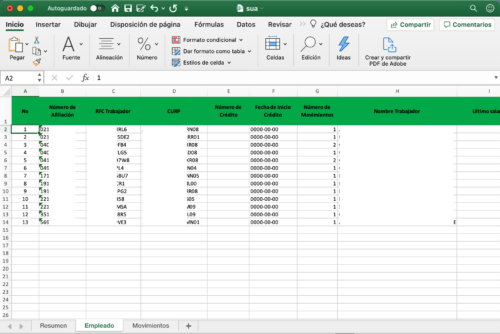 Exportar informacion a Ecel IMSS SUA cuotas obrero patronales