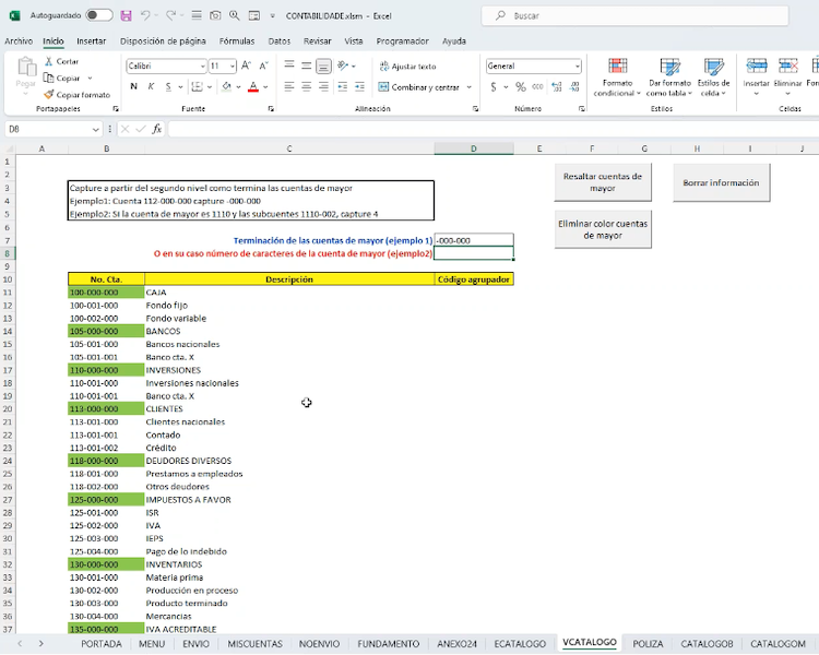 papeles de trabajo contabilidad electronica SAT